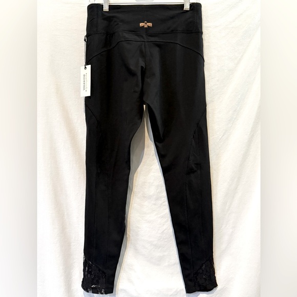 NWT - Warrior by Danica Patrick Black Women's Yoga Pants with Lace Detail - Picture 1 of 8